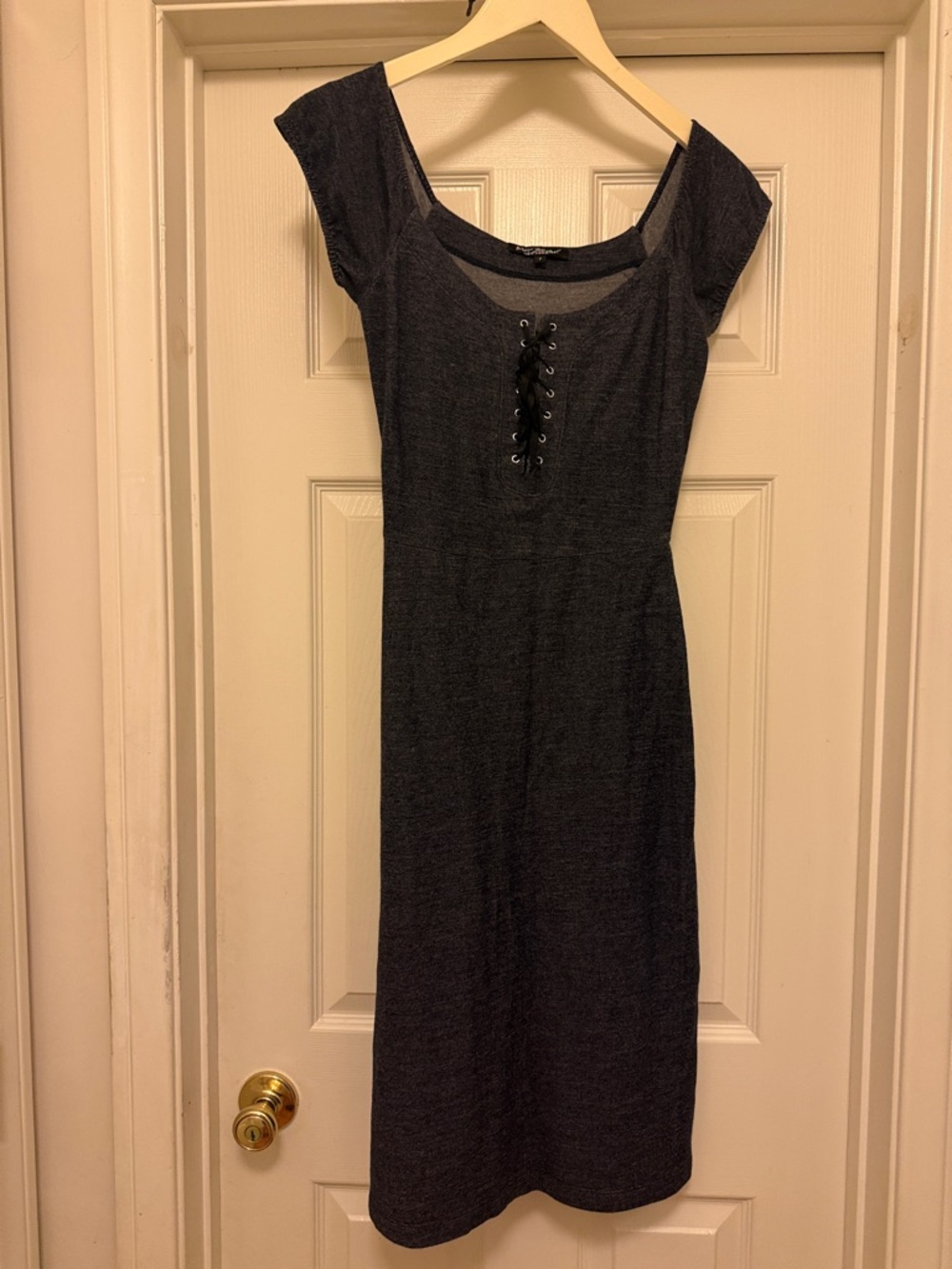 Betsey Johnson Charcoal Gray Lace-Up Midi Dress Size P